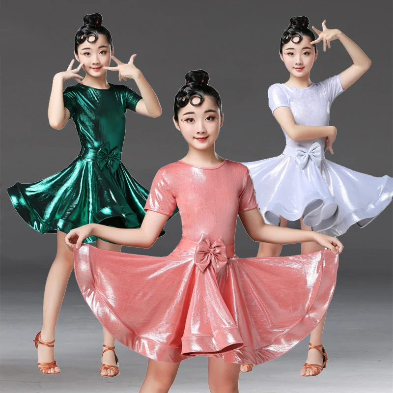 

Latin Dance Dress For Girls Short Sleeve Round Neck Tango Salsa Rumba Cha Cha Samba Dancing Clothing Children Show Wear DN3782