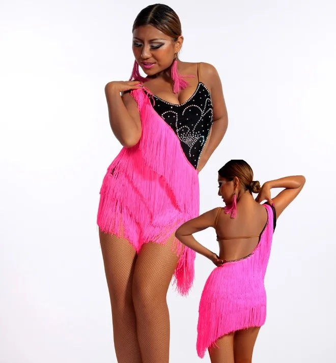 CUSTOM LATIN SALSA SHINNY FRINGE DRAG QUEEN DANCE DRESS