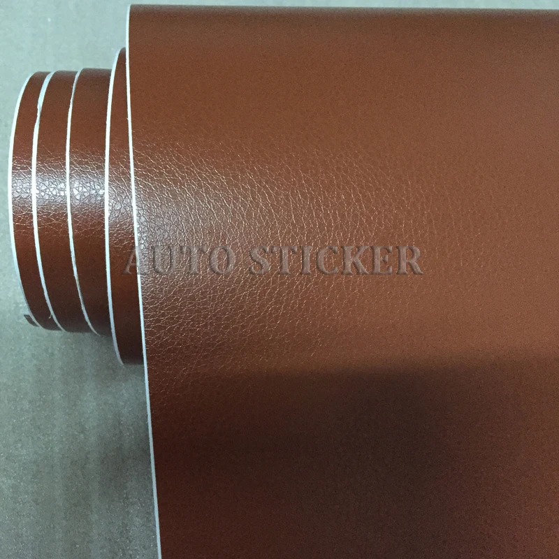 Brown leather skin car vinyl wraps 4