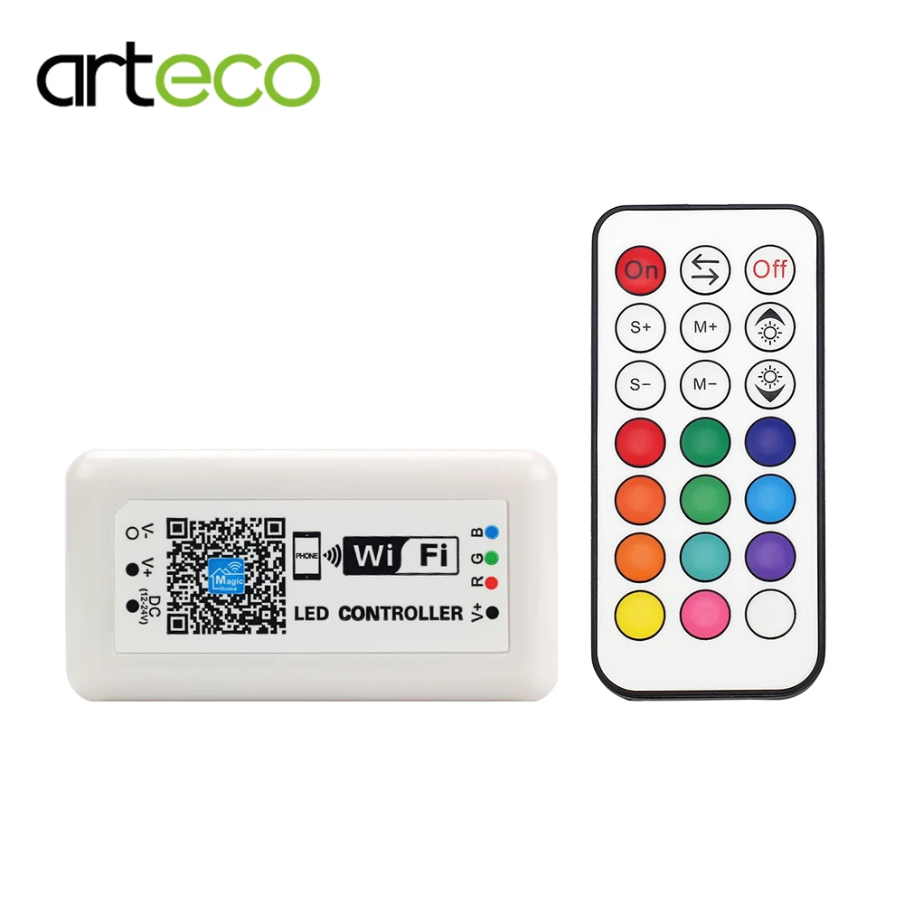 

DC12-24V 12A LED RGB Controller & MINI WIFI 21 KEY LED Controller Smart RGB Dimmer IOS Android Phone APP Wireless Remote Control