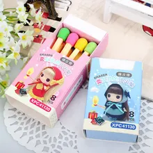 8 pcs/lot lovely novelty matchstick rubber eraser creative stationery school supplies papelaria gift for kids japan iwako puzzle eraser set novelty dessert animal toy collection perfect gift creative stationery