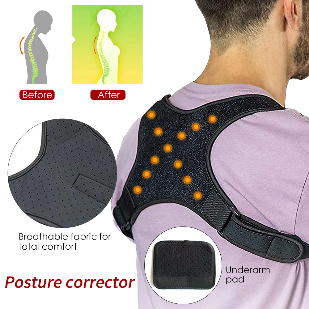 CALOFE Unisex 1 Set Corrector Back Straightening Adjustable Support Brace Belt Sports Shoulder Strap Shoulders Pad | Спорт и