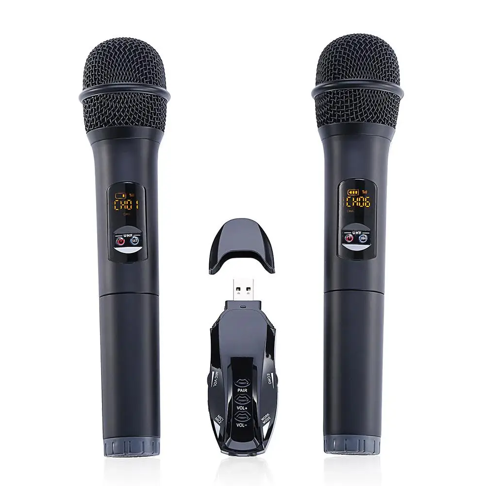 

Professional Bluetooth UHF Wireless Lightweight Handheld Double Microphones With Receptor Various Frequency 10 Channel