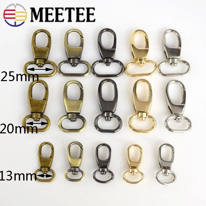 

Meetee 13/20/25mm Metal Buckles for Bag Keychain Collar Strap Snap Hook Handbag Hanger Swivel Lobster Clasp Leather Craft
