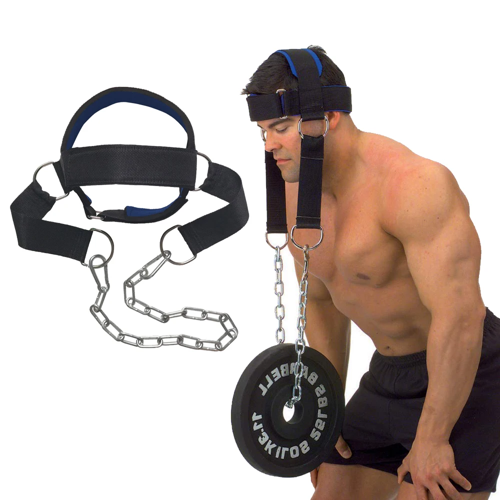 

Fitness Neck Head Harness Trainer WeightLifting Training Belt With Chain Gym Strengh Neoprene Exercise Strap Crossfit Equipment