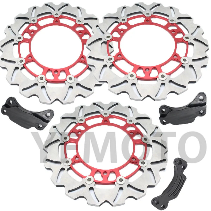 1 Set Motorcycle Front & Rear Brake Disc Rotor For TMAX500 TMAX 500 2008- 2013 09 10 11 12 Red Free Shipping 1 pcs motorcycle rear brake disc rotor for tmax500 tmax 500 2008 2009 2010 2011 2012 2013 red free shipping