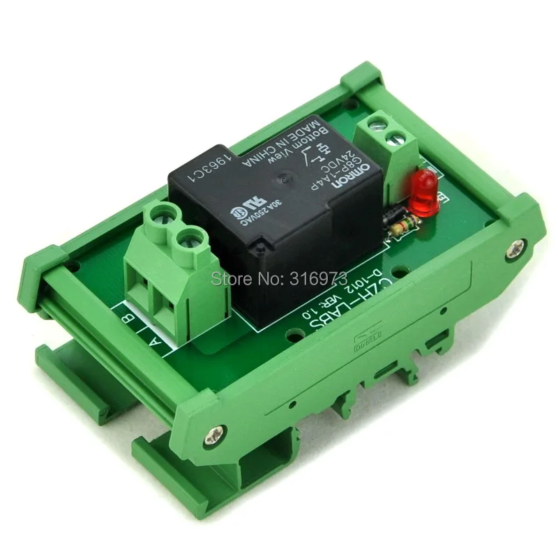 

CZH-Labs DIN Rail Mount 24V Passive SPST-NO 30Amp Power Relay Module.