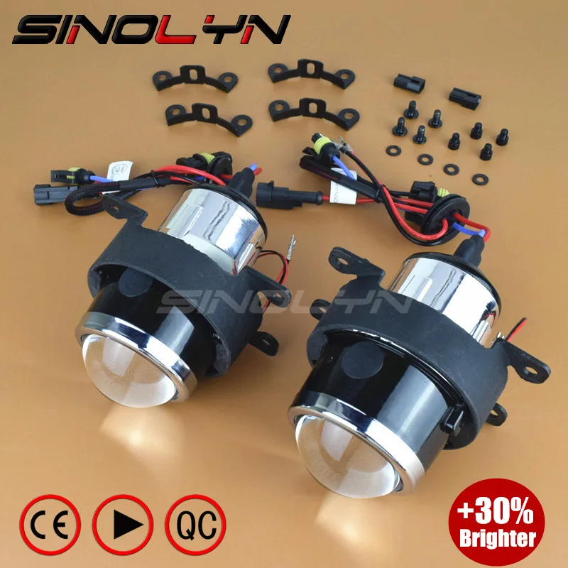 SINOLYN OEM HID Bi Xenon Fog Lights Projector Lens Driving Lamps Retrofit For Ford Honda CRV
