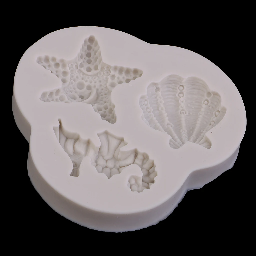 3D Fondant Cake Molds Seahorses /Shells/Tarfish Sea Animal Cake Decorating Mould Tools