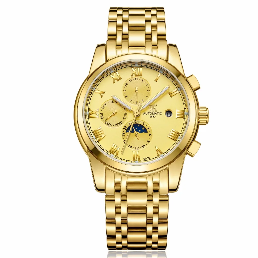

2018 New Top Brand Business Watches Men Fashion Automatic Mechanical Waterproof Watch Luxury Calendar Luminous Wristwatches Hot