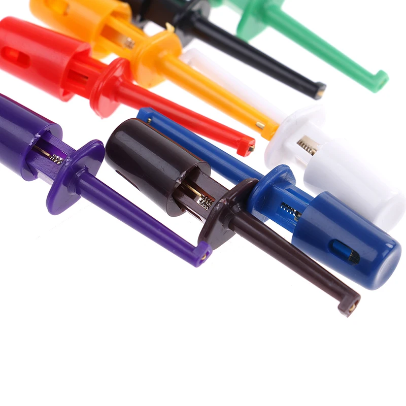 10/12Pcs Mini Single Test Hook Clip Test Probe For Electronic Testing IC Grabber Large Size Round Crocodile Clip Hook alligator clips test probes test clip test hooks clips