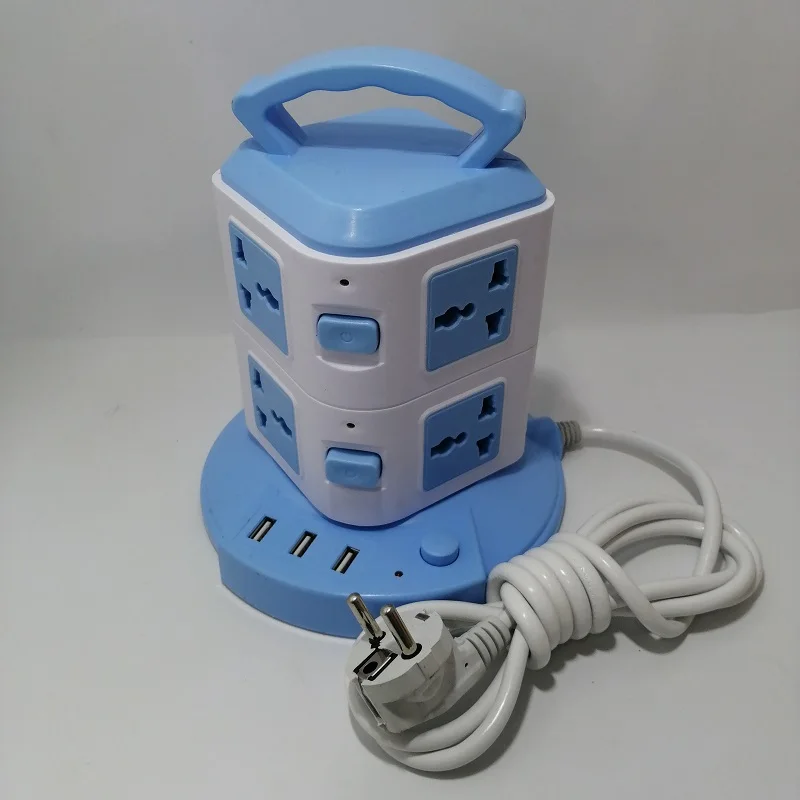 

EU Plug Vertical type Power strip Extension Lead USB Port Tower Power Strip Universal plug Overload Protection Electrical Socket