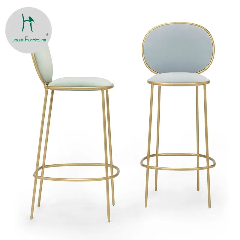 

Louis Fashion Bar Chairs Nordic Ins Modern Short Tea Shop with High Feet Backed by High Front Desk