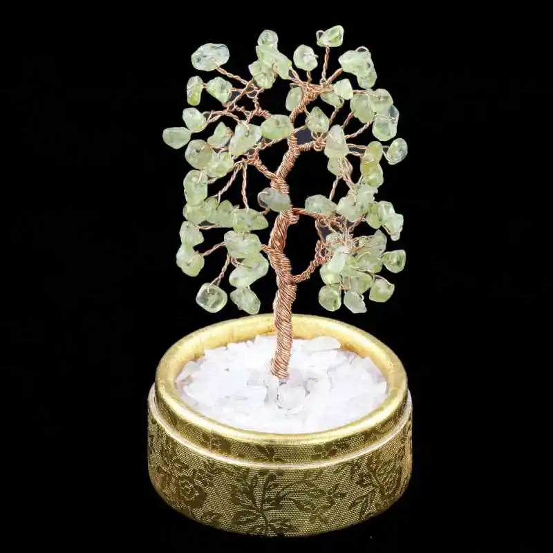 TUMBEELLUWA натуральный аметист цитрин денежное дерево бонсай обрушился Кристалл счастливый фэншуй Исцеление украшения 4 дюйма - Цвет: Peridot
