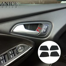 4 шт. углеродное волокно цвет нержавеющая сталь внутренняя дверная ручка чаша крышка отделка Подходит для Ford Focus MK3 2012
