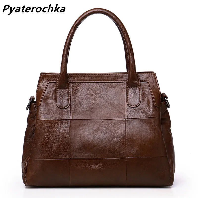 

Pyaterochka 100% Real Leather Handbag Women Luxury Famous Brand 2018 Cowhide Genuine Leather High Quality Large Shoulder Bags