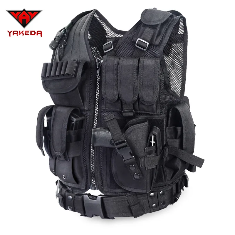 Koop 2016 Politie Tactische Vest Outdoor Camouflage Militaire Body Armor Sportkleding Jacht Vest Army Swat Molle Vest Black