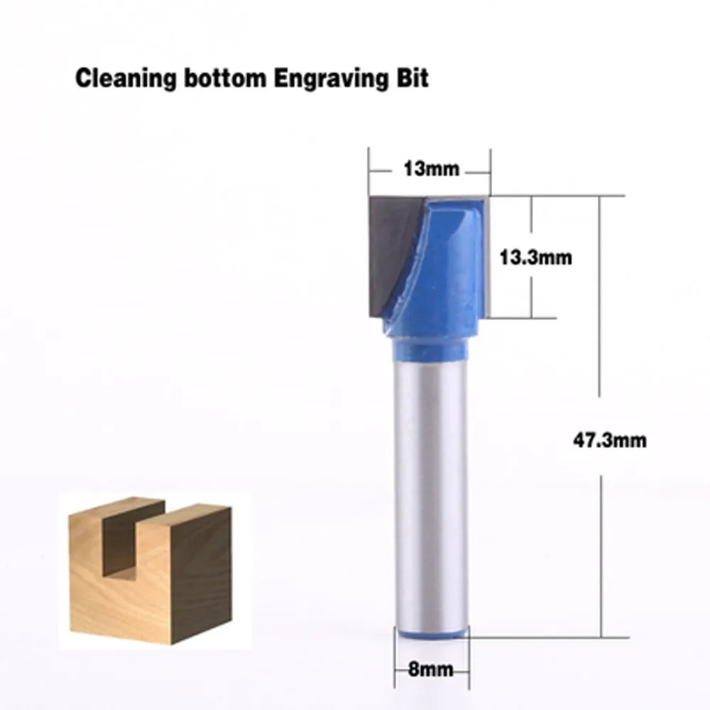 1 шт. 8 мм хвостовик очистки нижней гравировки бит твердосплавные фреза Деревообрабатывающие инструменты ЧПУ фреза Концевая фреза для дерева - Длина режущей кромки: 13 мм