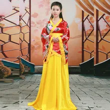 Красное, желтое, китайское, древнее, детское платье в народном стиле, танцевальная одежда, фото платье, платье принцессы для косплея, один размер 081715
