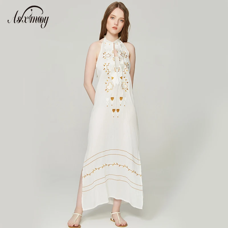 Чешские Boho Befree длиной макси Платья для вечеринок Для женщин летние Вышивка Sexy