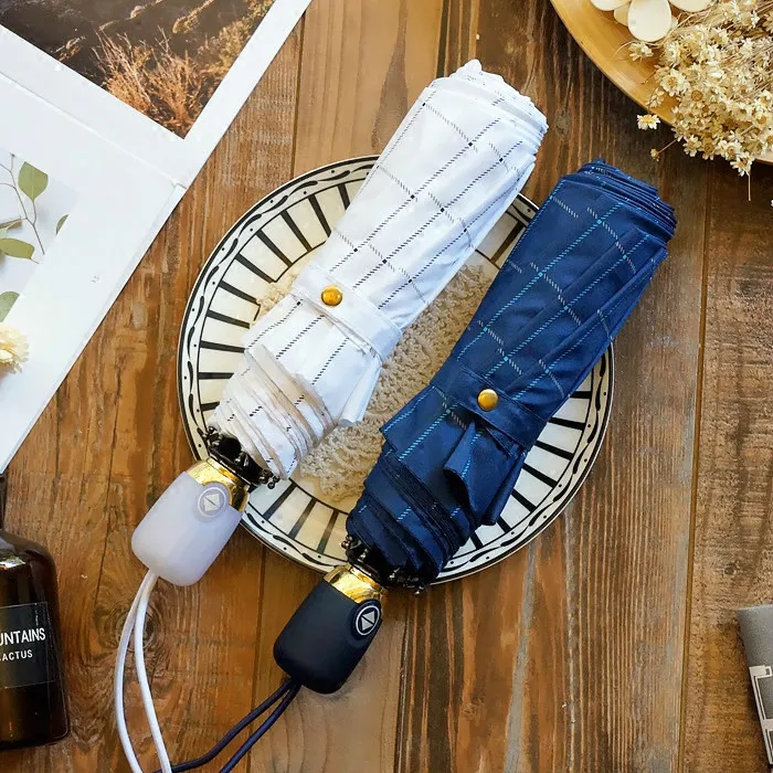 

Plaid Design Automatic Rain Umbrella Compact 3 Folding Male umbrella Auto Open & Close Automatic Women Travel Umbrella