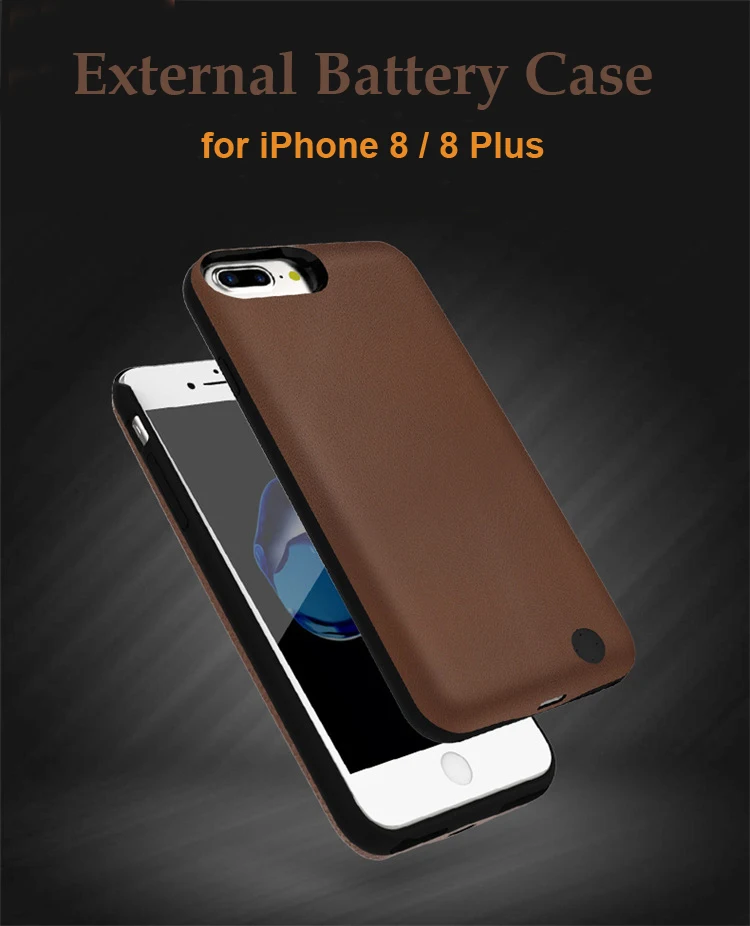 JLW 5000mAh Business Leather Charger Case Cover for iPhone 8 Leather
