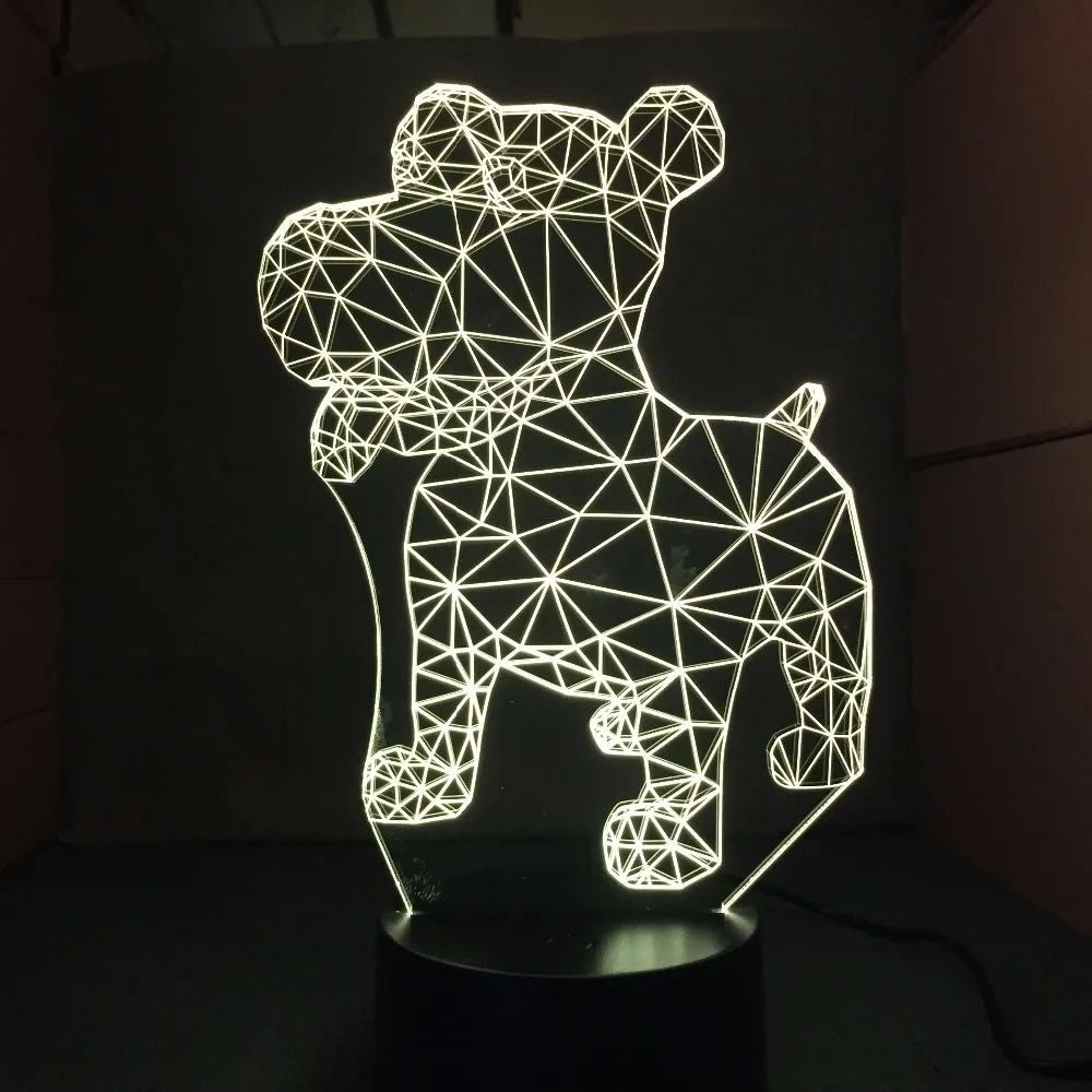 Новая собака 3D светодиодный ночник настольная лампа USB 7 цветов 3D иллюзия лампы для гостиной декоративная лампа домашний декор Прямая
