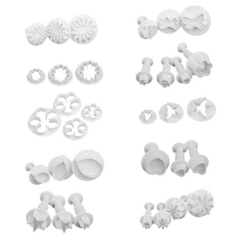 33Ps Flower Set Plunger Fondant Cutter Cake Tools Cookie Biscuit Cake Mold Mould Craft DIY 3D