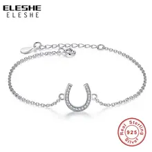 ELESHE стерлингового серебра 925 браслет кристаллическая буква крюк U Форма Подвески браслет для женщин вечерние ювелирные изделия