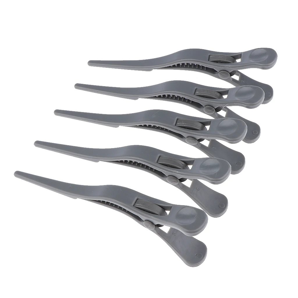 5 Pieces Plastic Hair Clamps Sectioning Hair Clip Beauty Salon Hair Styling Tool DIY Accessories - Black / Gray