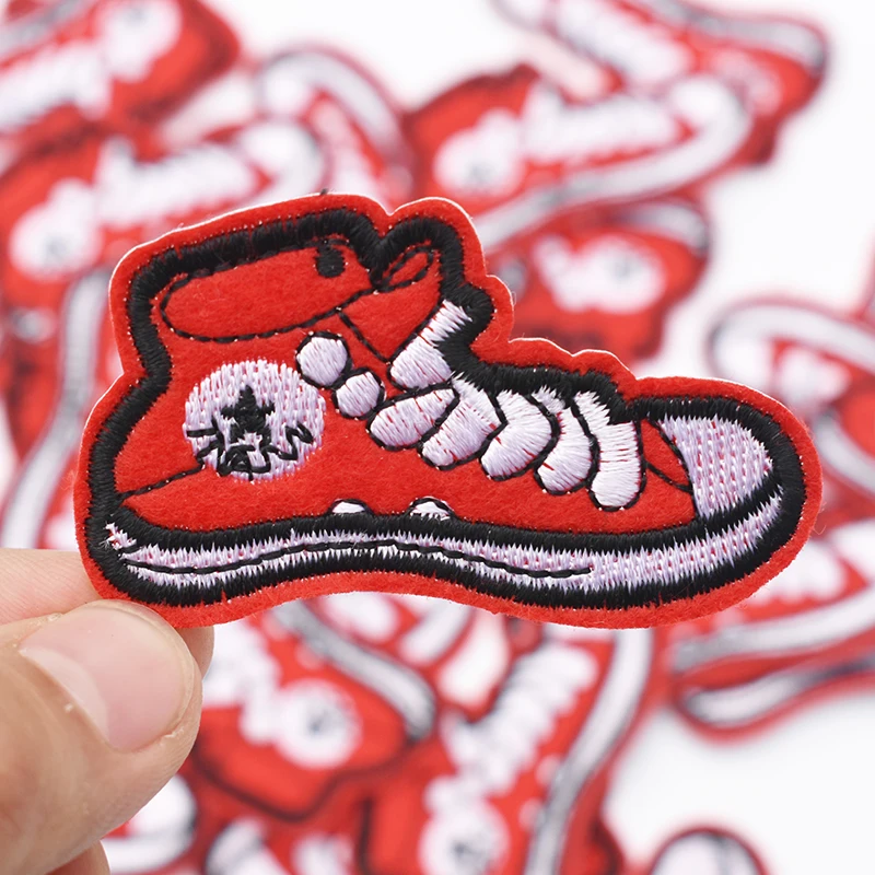 Red Diy Shoes Patches For Clothing Iron Embroidered Patch Applique Iron