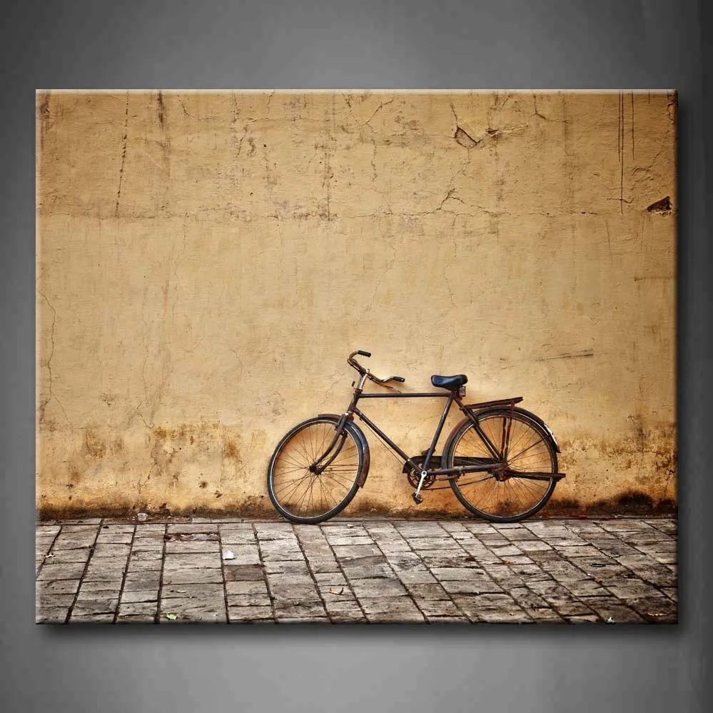 

1 pic Framed Wall Art Pictures Old Bicycle Wall Canvas Print Artwork Architecture Posters With Wooden Frames For Decor