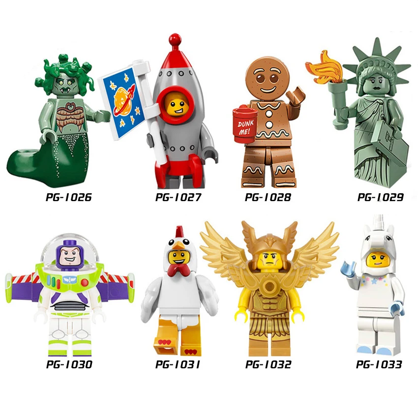 2018 SuperHeroes Figures Buzz Lady Liberty Medusa Ginger man Rockey BOY LEGOINGLYS Building font b Blocks