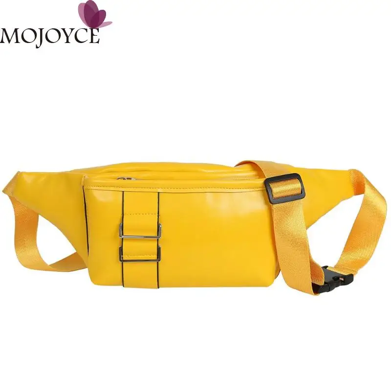 

Female Fashion Solid Color Sports Shoulder Bag Women Casual Waist Fanny Belt Pack PU Leather Zipper Chest Crossbody Bag For Girl