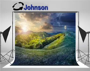 

Night Concept Idyllic Farmland Rolling Hills Rural Forest Mountains backdrops Vinyl cloth Computer print wall background