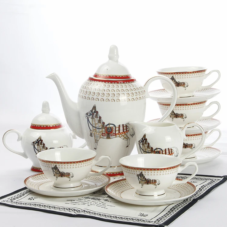 

European Red Heart Bone China Coffee Set Creative Gift Ceramic Office Drinks