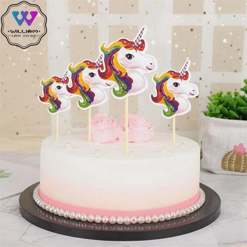 

24Pcs/set Creative Unicorn Cake Insert Card Fruit Toothpick Insert Card Wedding Party kid Birthday Party Decoration Supplies