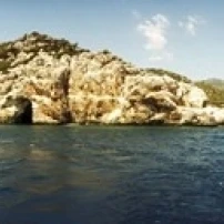 Pirates Cave in the Mediterranean sea  Sunken City  Kekova  Antalya Province  Turkey Poster Print (18 x 7)