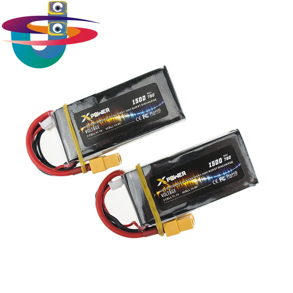 

2pcs 3S LiPo Battery 11.1V 1500MAH 70C For QAV FPV RC 210 250 zmr 300 Quadcopter Multirotor Mini Drones