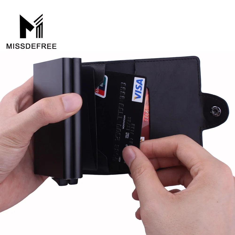 الأعمال ضئيلة محفظة بو الجلود الألومنيوم طبقة مزدوجة حامل بطاقة التلقائي المنبثقة ID بطاقة الائتمان محفظة نسائية للعملات المعدنية RFID حجب الأعمال ضئيلة محفظة بو الجلود الألومنيوم طبقة مزدوجة حامل بطاقة التلقائي المنبثقة ID بطاقة الائتمان محفظة نسائية للعملات المعدنية RFID حجب