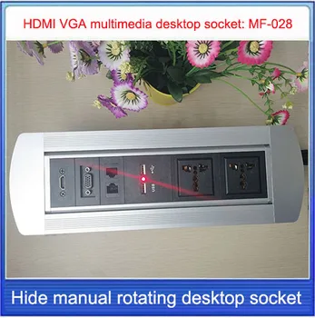 

EU plug Desktop socket/hidden manual rotation /multimedia USB charging RJ45 VGA HD HDMI interface Cable desktop socket / MF-028