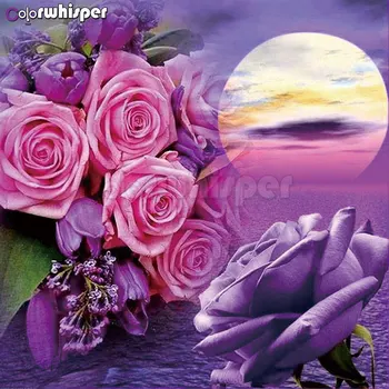 

Diamond Painting Full Square/Round Drill Purple Rose Flower Daimond Painting Embroidery Cross Stitch Kit Mosaic Rhinestone D023