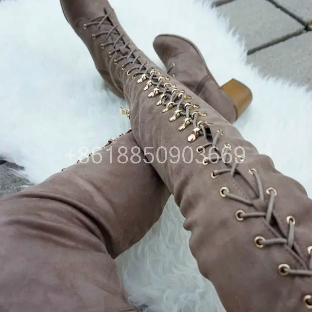 

Winter Shoes Women Over The Knee Boots knee high fringe boots chunky featured grey mys hoebazar zapatos mujer