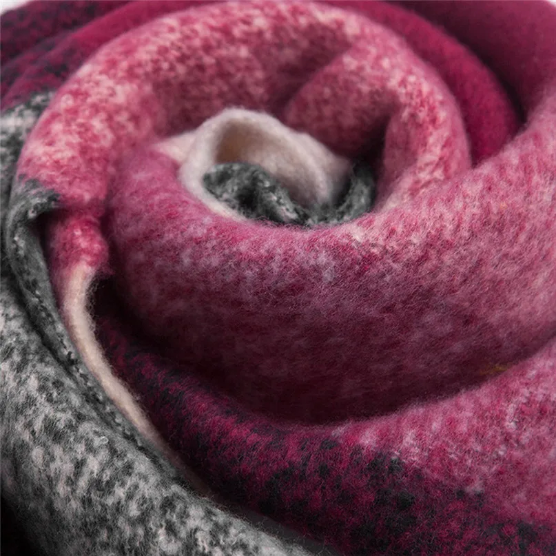 Women's Shawl Wrap Warm Scarf Cozy OblongPlaid BlanketStripe Light Infinity Women Winter Accessories 30LY18 (8)