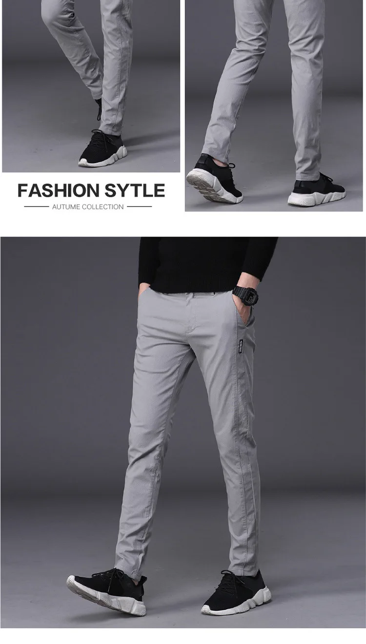 Mens Casual Pants high quality Brand Work Pants male Clothing Cotton Formal Plaid gray Trousers men brushed Fabric size 38