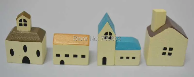 

Pack of 4 Fairy garden artificial wooden zakka house mini mediterranean house