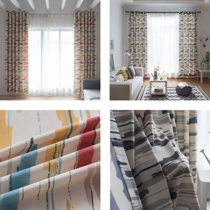 New Home Decorate  Colorful Camouflage World Print Soft Cotton Blinds Shading Window Curtains Black Out Red Curtain