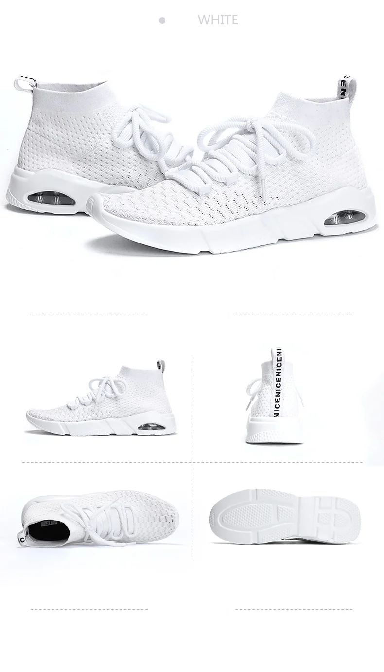 SERENE Fashion Mens Shoes Big Size 39-46 Fabric Air Mesh Sneakers Men Slip-On Casual Black White Footwear Spring High Top Shoe (13)