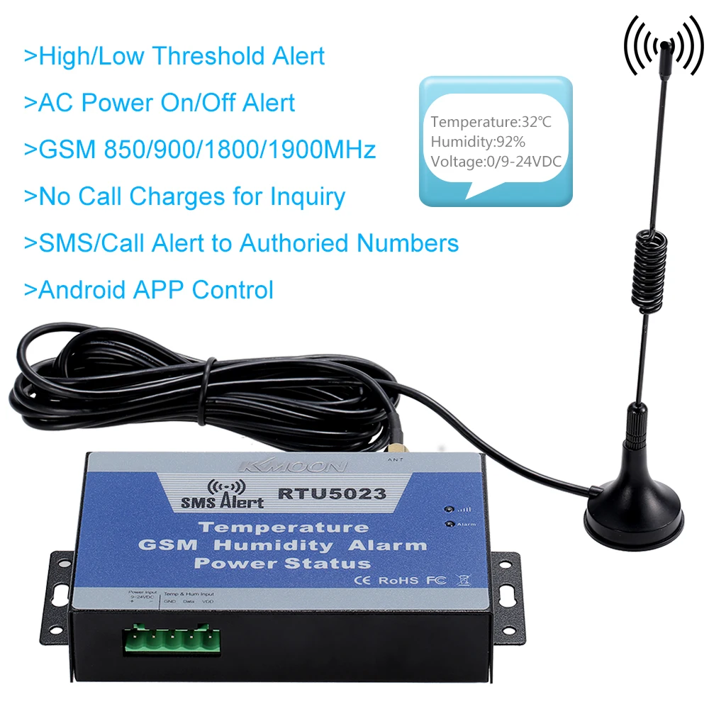 KKmoon GSM SMS сигнализационной Системы Температура влажности Мощность мониторинг состояния Поддержка Android APP Управление 850/900/1800/1900 МГц