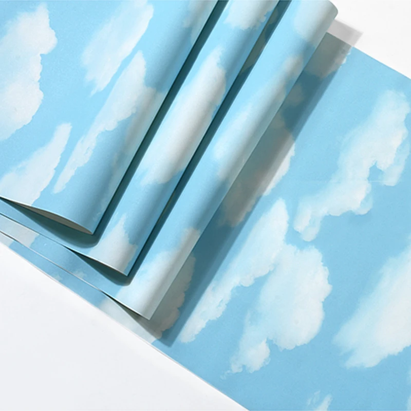 Blue Sky And White Clouds Wallpaper Modern Simple Children's Boys Bedroom Background Wall Papers Rolls PVC Waterproof Home Decor